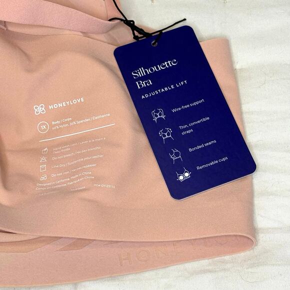 Honeylove  Silhouette Bra/Brief Set Blush Size XL 38 D/DD Wireless Support NWT - Picture 6 of 7